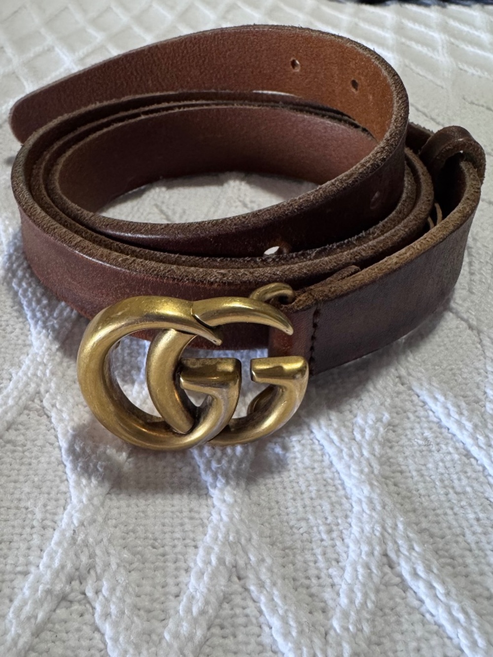 Authentic Gucci GG Marmont Skinny Belt with Dust Bag